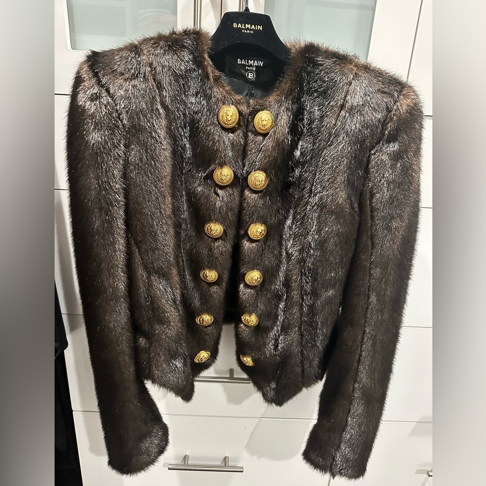 Balmain faux fur jacket size 34. Brand new with tags.
